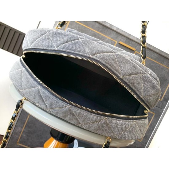 Borsa da bowling maxi in denim AS4812 Replica Replica Perfette Borsa da bowling maxi in denim AS4812 imitazioni