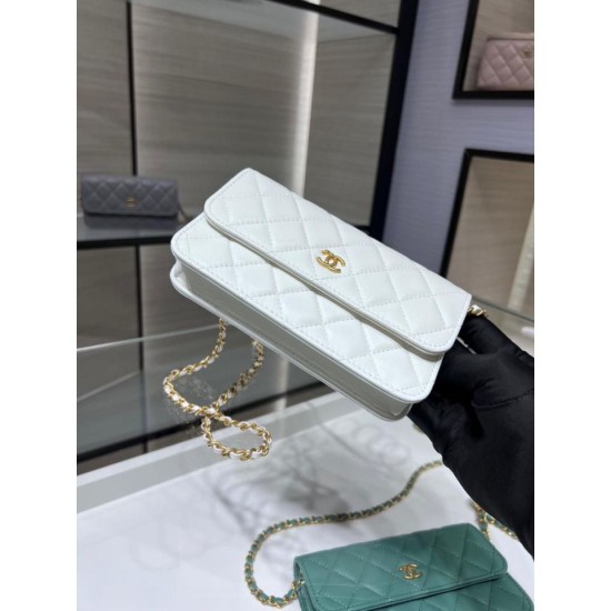 Replica Perfette Portafoglio con catena in pelle di agnello AP3071 Bianco imitazioni