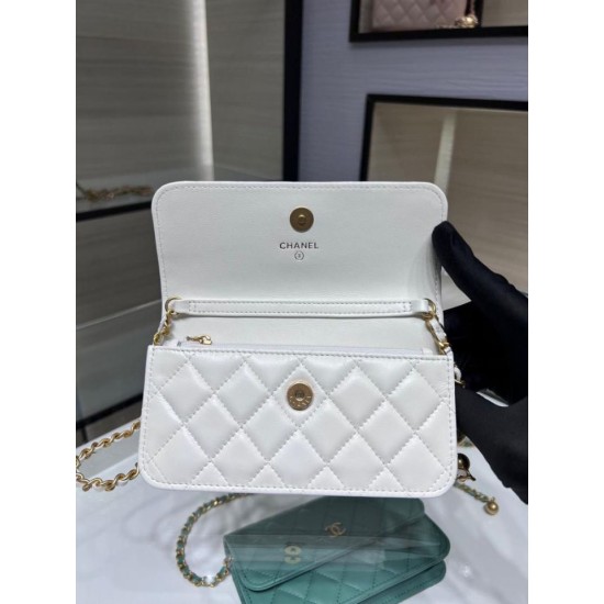 Replica Perfette Portafoglio con catena in pelle di agnello AP3071 Bianco imitazioni