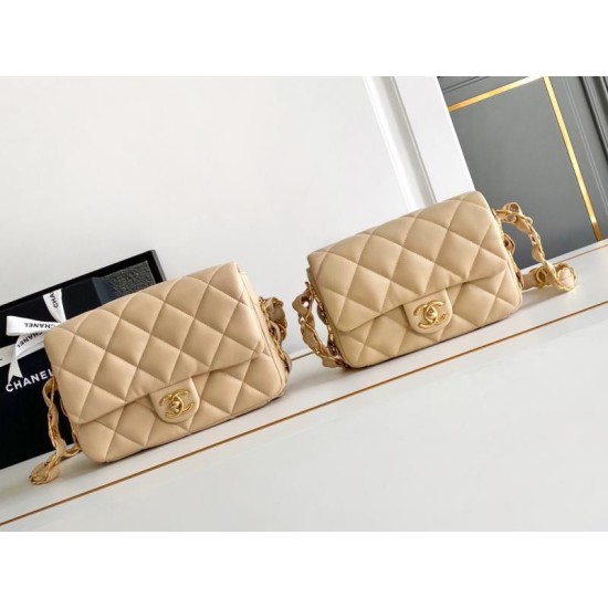 Replica Perfette Borsa con patta in pelle di agnello AS2409 Beige imitazioni