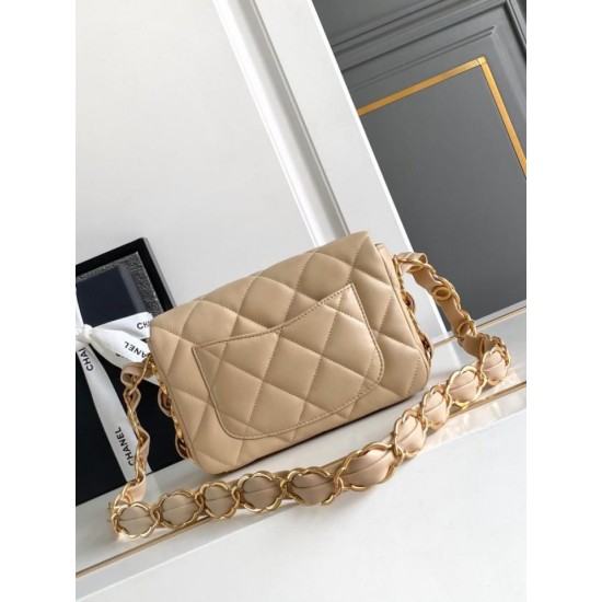 Replica Perfette Borsa con patta in pelle di agnello AS2409 Beige imitazioni