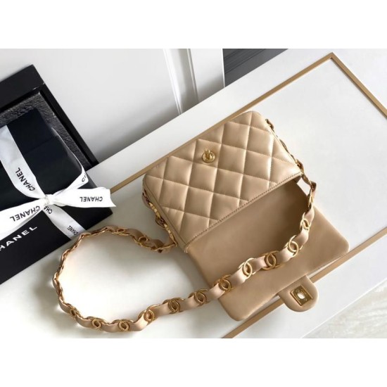 Replica Perfette Borsa con patta in pelle di agnello AS2409 Beige imitazioni
