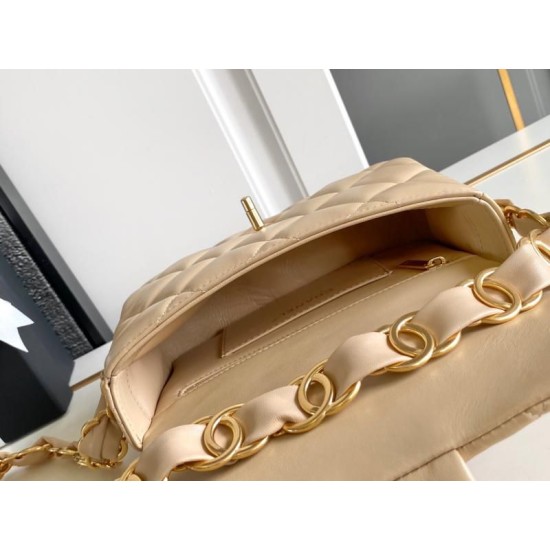 Replica Perfette Borsa con patta in pelle di agnello AS2409 Beige imitazioni