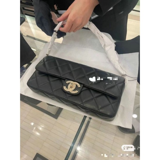 Imitazione Borsa con patta in pelle di agnello nera AS3791 Replica Replica Perfette Imitazione Borsa con patta in pelle di agnello nera AS3791 imitazioni
