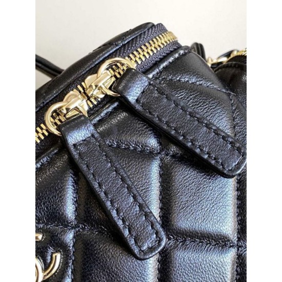 Replica Perfette Beauty Case in pelle di agnello AS5222 Nero imitazioni