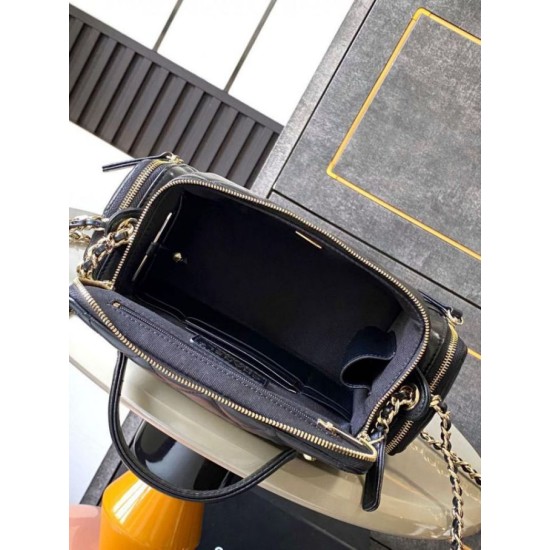 Replica Perfette Beauty Case in pelle di agnello AS5222 Nero imitazioni