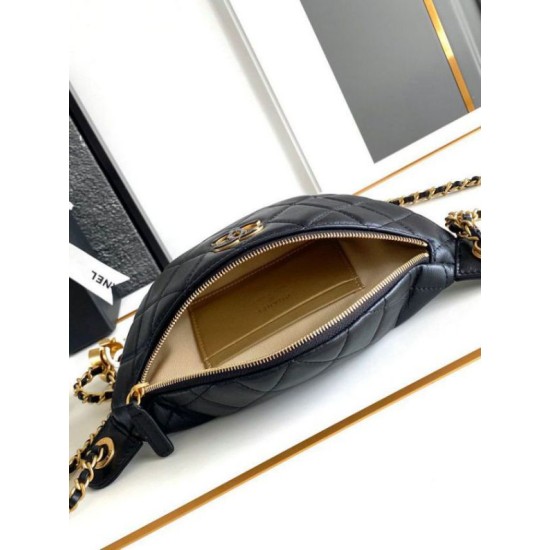 Marsupio in pelle di agnello nero AS4113 Replica Replica Perfette Marsupio in pelle di agnello nero AS4113 imitazioni