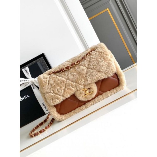 Borse Imitazioni con patta in pelle di agnello shearling AS5149 Beige Replica Replica Perfette Borse Imitazioni con patta in pelle di agnello shearling AS5149 Beige imitazioni