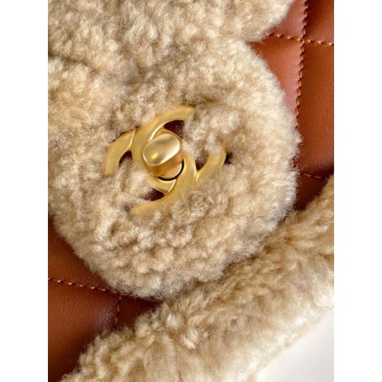 Dettagli perfetti Borse Replica mini con patta in pelle di agnello shearling AS5148 Beige qualità specchio Replica Perfette Dettagli perfetti Borse mini con patta in pelle di agnello shearling AS5148 Beige imitazioni