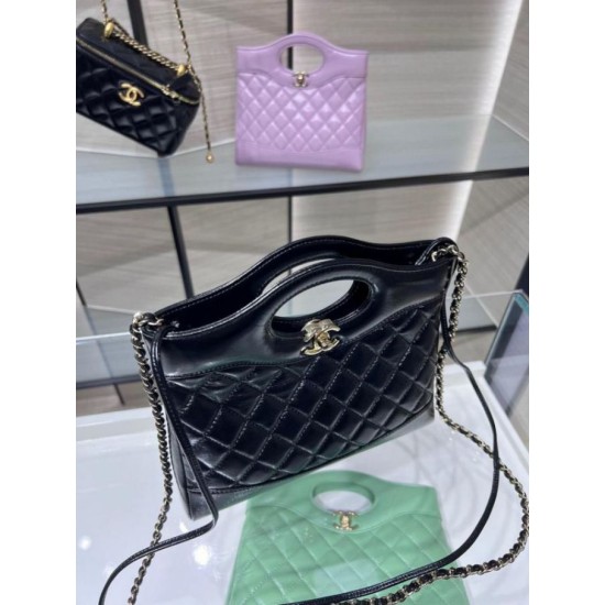 Borsa Shiny Lambskin 31 Mini Shopping AS4133 nera Replica Replica Perfette Borsa Shiny Lambskin 31 Mini Shopping AS4133 nera imitazioni