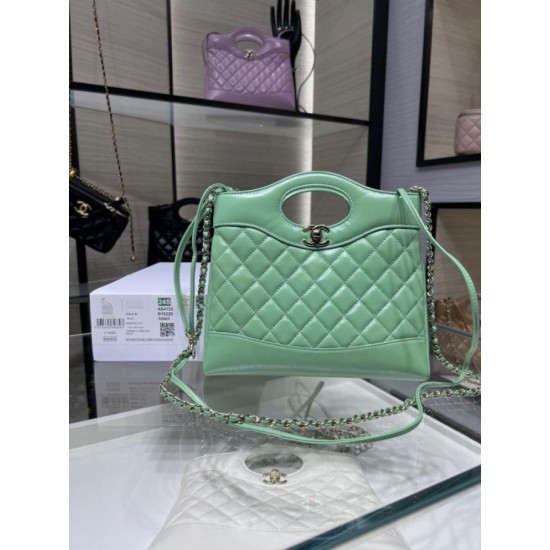 Dettagli perfetti Shiny Lambskin 31 Mini Shopping Bag AS4133 Verde Replica Replica Perfette Dettagli perfetti Shiny Lambskin 31 Mini Shopping Bag AS4133 Verde imitazioni