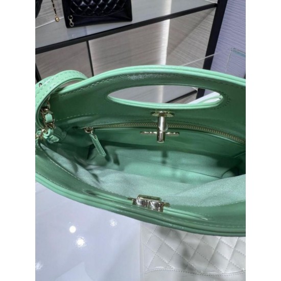 Dettagli perfetti Shiny Lambskin 31 Mini Shopping Bag AS4133 Verde Replica Replica Perfette Dettagli perfetti Shiny Lambskin 31 Mini Shopping Bag AS4133 Verde imitazioni