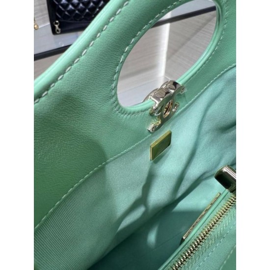Dettagli perfetti Shiny Lambskin 31 Mini Shopping Bag AS4133 Verde Replica Replica Perfette Dettagli perfetti Shiny Lambskin 31 Mini Shopping Bag AS4133 Verde imitazioni