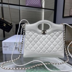 Borsa Shiny Lambskin 31 Mini Shopping Bag AS4133 Bianco Replica Replica Perfette Borsa Shiny Lambskin 31 Mini Shopping Bag AS4133 Bianco imitazioni