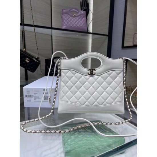 Borsa Shiny Lambskin 31 Mini Shopping Bag AS4133 Bianco Replica Replica Perfette Borsa Shiny Lambskin 31 Mini Shopping Bag AS4133 Bianco imitazioni