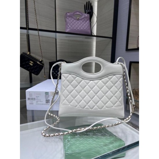 Borsa Shiny Lambskin 31 Mini Shopping Bag AS4133 Bianco Replica Replica Perfette Borsa Shiny Lambskin 31 Mini Shopping Bag AS4133 Bianco imitazioni
