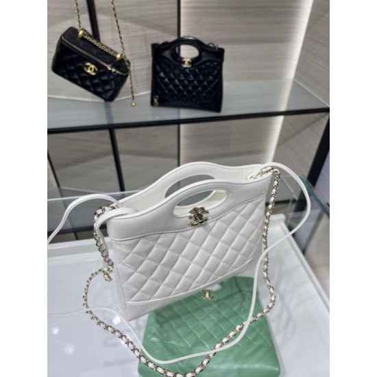 Borsa Shiny Lambskin 31 Mini Shopping Bag AS4133 Bianco Replica Replica Perfette Borsa Shiny Lambskin 31 Mini Shopping Bag AS4133 Bianco imitazioni