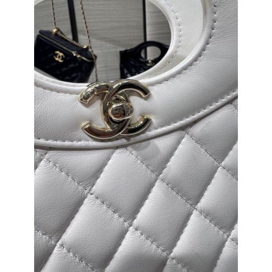 Borsa Shiny Lambskin 31 Mini Shopping Bag AS4133 Bianco Replica Replica Perfette Borsa Shiny Lambskin 31 Mini Shopping Bag AS4133 Bianco imitazioni