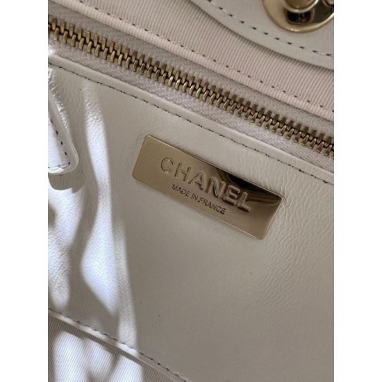 Borsa Shiny Lambskin 31 Mini Shopping Bag AS4133 Bianco Replica Replica Perfette Borsa Shiny Lambskin 31 Mini Shopping Bag AS4133 Bianco imitazioni