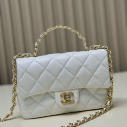 Borsa piccola con patta con manico superiore bianca AS4023 Replica Replica Perfette Borsa piccola con patta con manico superiore bianca AS4023 imitazioni