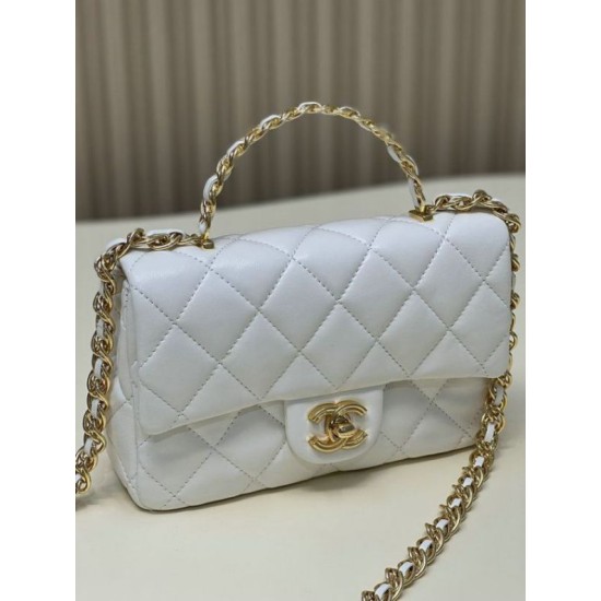 Borsa piccola con patta con manico superiore bianca AS4023 Replica Replica Perfette Borsa piccola con patta con manico superiore bianca AS4023 imitazioni