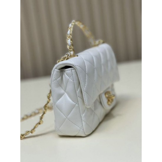 Borsa piccola con patta con manico superiore bianca AS4023 Replica Replica Perfette Borsa piccola con patta con manico superiore bianca AS4023 imitazioni