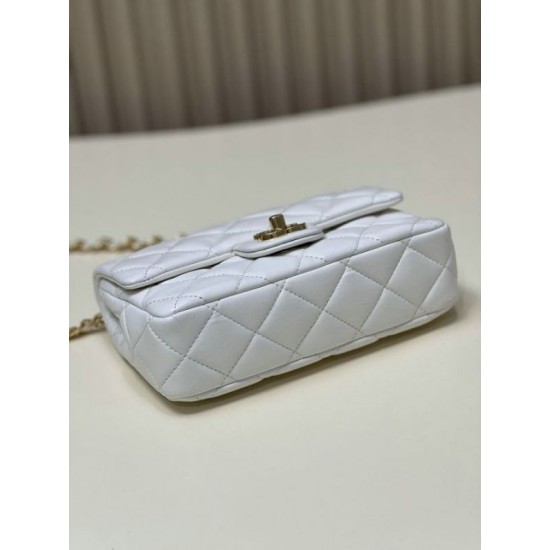 Borsa piccola con patta con manico superiore bianca AS4023 Replica Replica Perfette Borsa piccola con patta con manico superiore bianca AS4023 imitazioni