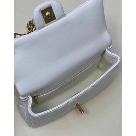 Borsa piccola con patta con manico superiore bianca AS4023 Replica Replica Perfette Borsa piccola con patta con manico superiore bianca AS4023 imitazioni