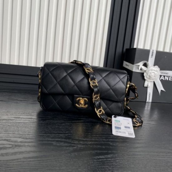 Borsa Replica piccola con patta in pelle di agnello AS5167 Nera qualità specchio Replica Perfette Borsa 1:1 piccola con patta in pelle di agnello AS5167 Nera imitazioni