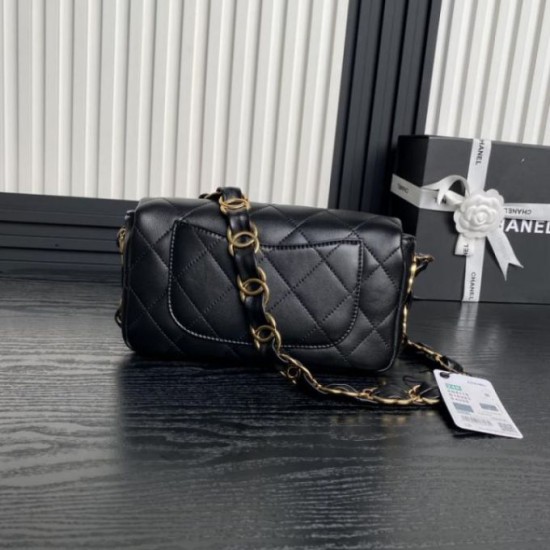 Borsa Replica piccola con patta in pelle di agnello AS5167 Nera qualità specchio Replica Perfette Borsa 1:1 piccola con patta in pelle di agnello AS5167 Nera imitazioni