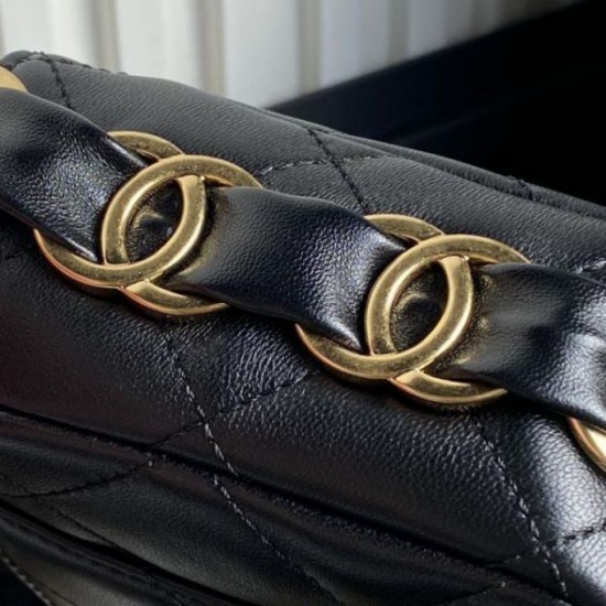 Borsa Replica piccola con patta in pelle di agnello AS5167 Nera qualità specchio Replica Perfette Borsa 1:1 piccola con patta in pelle di agnello AS5167 Nera imitazioni