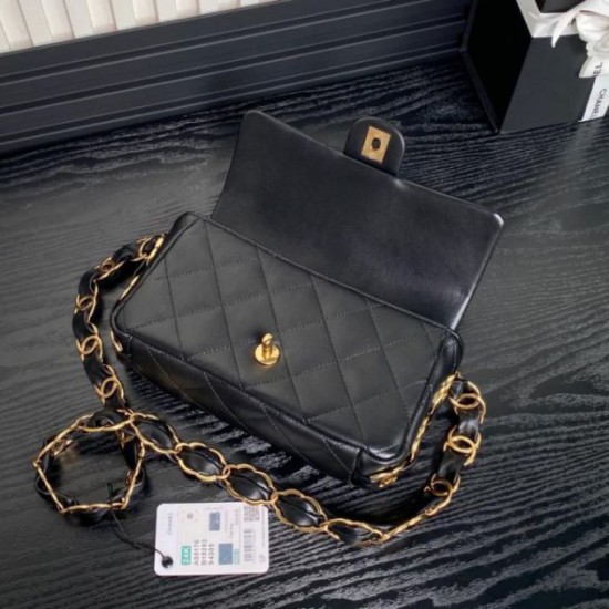 Borsa Replica piccola con patta in pelle di agnello AS5167 Nera qualità specchio Replica Perfette Borsa 1:1 piccola con patta in pelle di agnello AS5167 Nera imitazioni