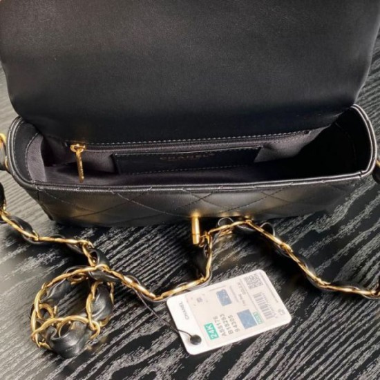 Borsa Replica piccola con patta in pelle di agnello AS5167 Nera qualità specchio Replica Perfette Borsa 1:1 piccola con patta in pelle di agnello AS5167 Nera imitazioni