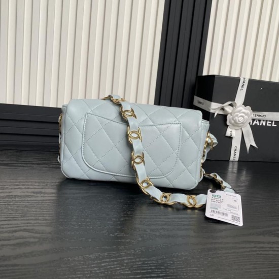 Replica Perfette Borsa piccola con patta in pelle di agnello AS5167 Azzurro imitazioni