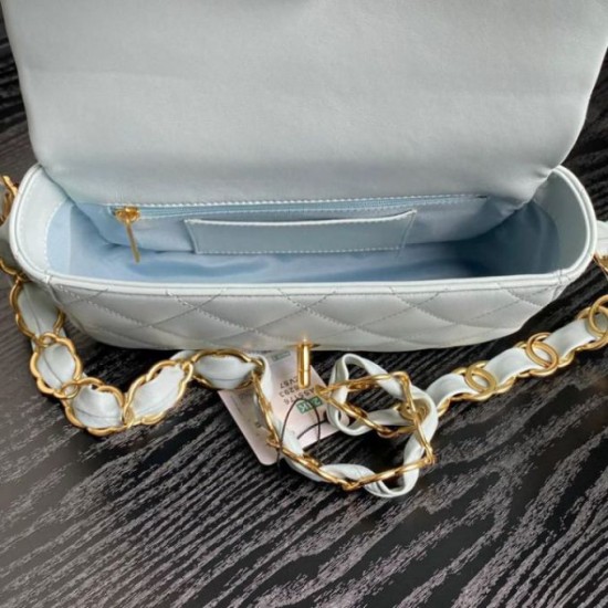 Replica Perfette Borsa piccola con patta in pelle di agnello AS5167 Azzurro imitazioni