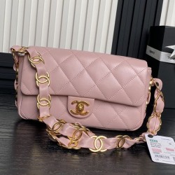 piccola con patta in pelle di agnello AS5167 Rosa