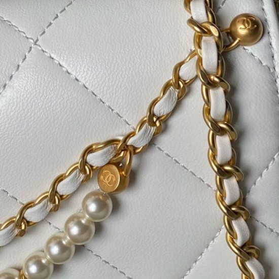 Borsa 24A con catena di lettere di perle AS5011 Bianca Replica Replica Perfette Borsa 24A con catena di lettere di perle AS5011 Bianca imitazioni