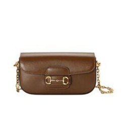 Replica Perfette Bora Pari a tracolla piccola Gucci Horsebit 1955 735178 Caffè imitazioni