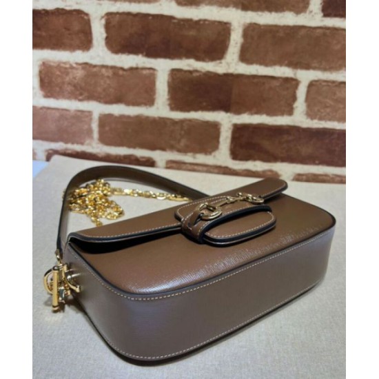 Bora Pari replica a tracolla piccola Gucci Horsebit 1955 735178 Caffè qualità specchio Replica Perfette Bora Pari a tracolla piccola Gucci Horsebit 1955 735178 Caffè imitazioni