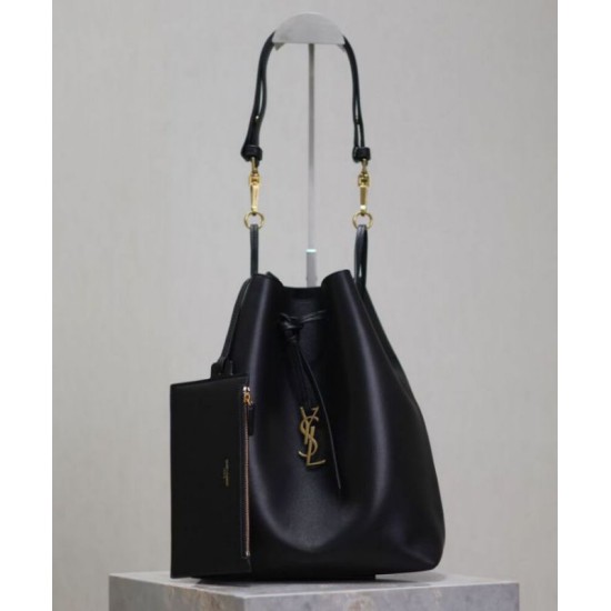 Replica Perfette YSL Saint Laurent Paris Vii Pochon In Pelle Di Agnello Nero imitazioni