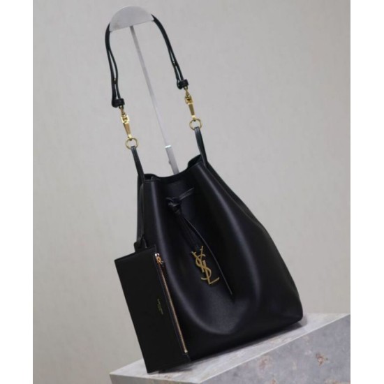 Replica Perfette YSL Saint Laurent Paris Vii Pochon In Pelle Di Agnello Nero imitazioni