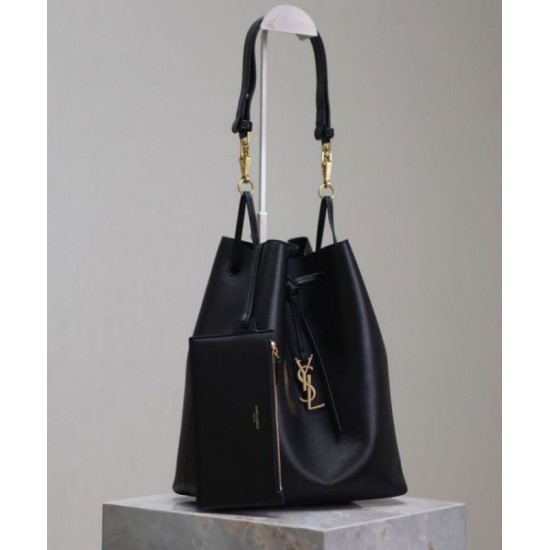 Replica Perfette YSL Saint Laurent Paris Vii Pochon In Pelle Di Agnello Nero imitazioni