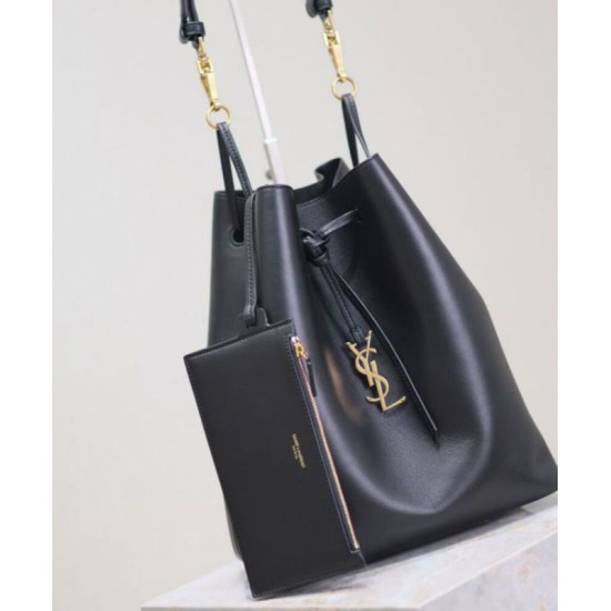 Replica Perfette YSL Saint Laurent Paris Vii Pochon In Pelle Di Agnello Nero imitazioni