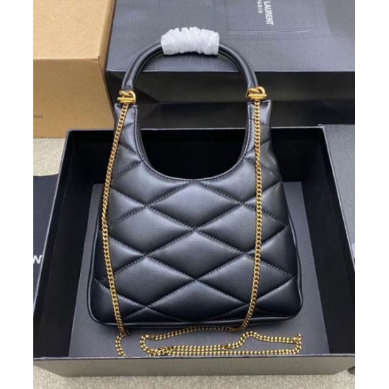 Replica Perfette Imitazione YSL Saint Laurent Sade Hobo In Pelle Di Agnello Nero imitazioni