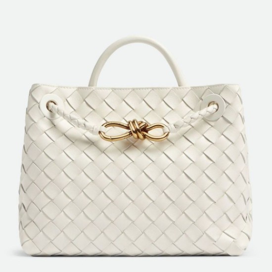 Replica Perfette Borse Imitazioni Andiamo piccola di Bottega Veneta agnello intrecciata bianca imitazioni
