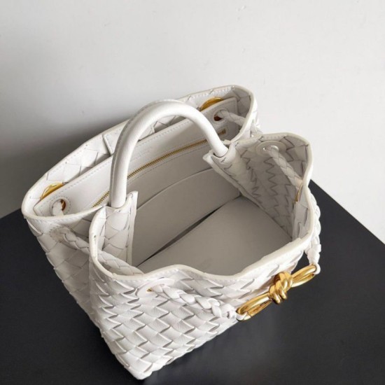 Replica Perfette Borse Imitazioni Andiamo piccola di Bottega Veneta agnello intrecciata bianca imitazioni