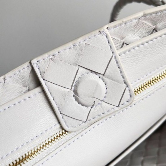 Replica Perfette Borse Imitazioni Andiamo piccola di Bottega Veneta agnello intrecciata bianca imitazioni