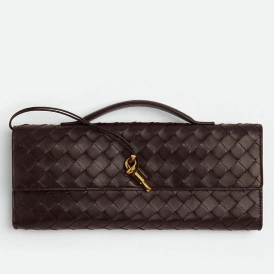 Pochette Andiamo di Bottega Veneta con manico agnello intrecciata fondente Replica Replica Perfette Pochette Andiamo di Bottega Veneta con manico agnello intrecciata fondente imitazioni
