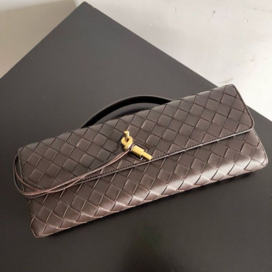 Pochette Andiamo di Bottega Veneta con manico agnello intrecciata fondente Replica Replica Perfette Pochette Andiamo di Bottega Veneta con manico agnello intrecciata fondente imitazioni