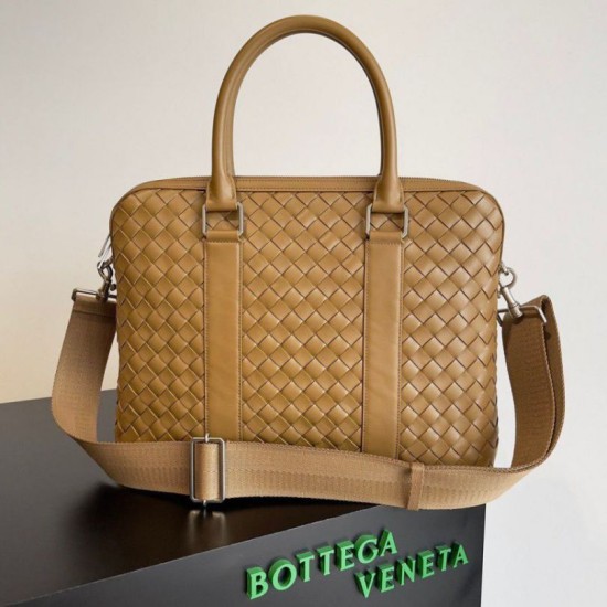 Replica Perfette Cartella Grande Bottega Veneta Vitello Intrecciato Marrone imitazioni
